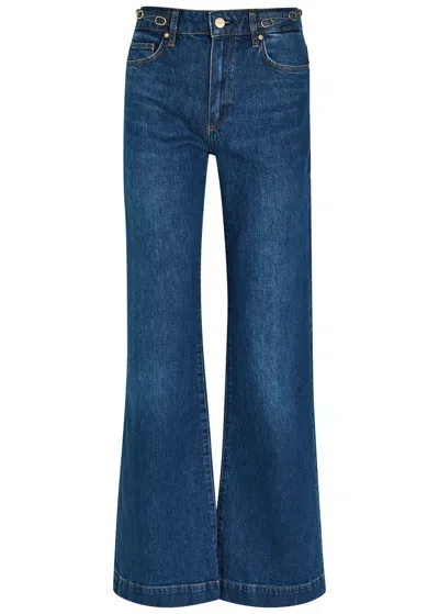 Paige Belt-loop Ring-detail Jeans In Blue