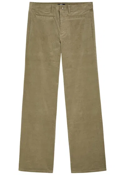 Paige Leenah Wide-leg Corduroy Trousers In Green