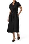 Paige Lexina Tie Waist Linen Midi Dress In Black