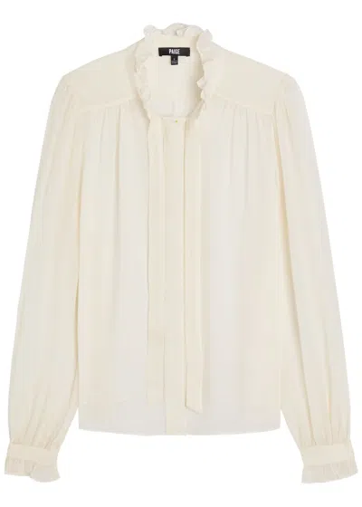 Paige Leya Ruffled Silk-georgette Blouse In Neutral