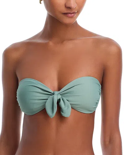 Paige Libby Tie Front Bandeau Bikini Top In Blue