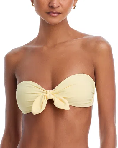 Paige Libby Tie Front Bandeau Bikini Top In Yellow
