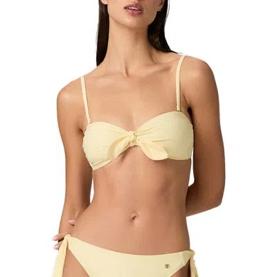 Paige Libby Tie Front Bandeau Bikini Top In Yellow