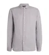 Paige Peters Stripe Linen Blend Button-up Shirt In Grey