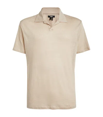 Paige Linen Polo Shirt In Beige