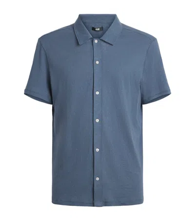 Paige Linen-cotton Sultan Short-sleeve Shirt In Blue