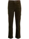 Paige Logo-patch Corduroy Slim-fit Trousers In Green