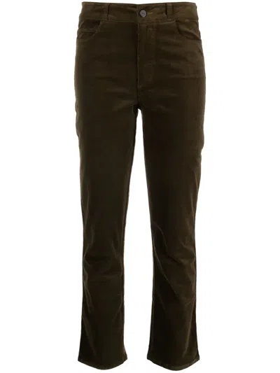 Paige Logo-patch Corduroy Slim-fit Trousers In Green
