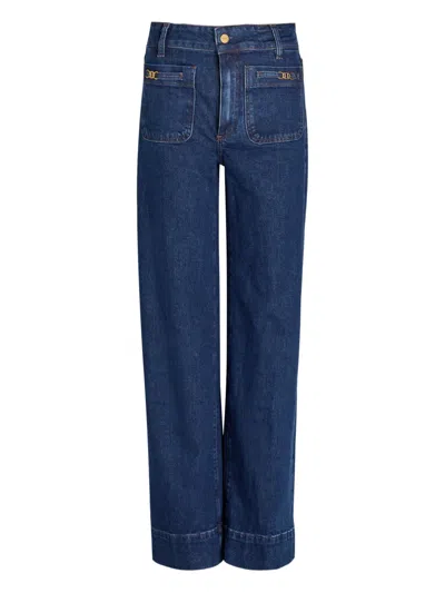 Paige Logo-plaque Jeans In Blue