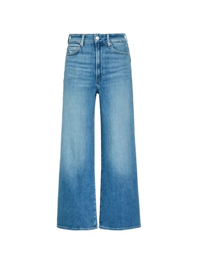 Paige Logo-patch Flared Jeans In Blue