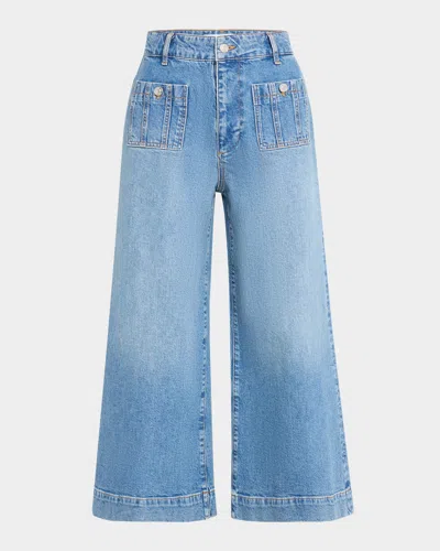Paige Lola Wide-leg Jeans With Seamed Patch Pockets In Solitude