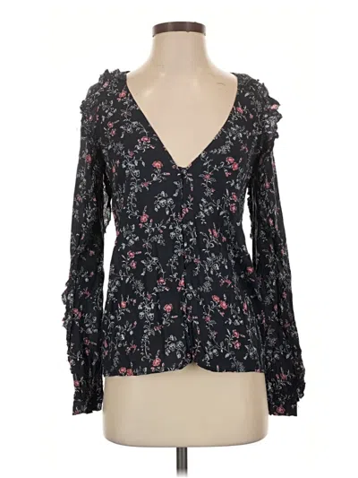 Pre-owned Paige Long Sleeve Blouse In Black