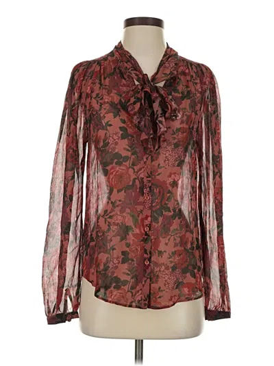 Pre-owned Paige Long Sleeve Blouse In Burgundy