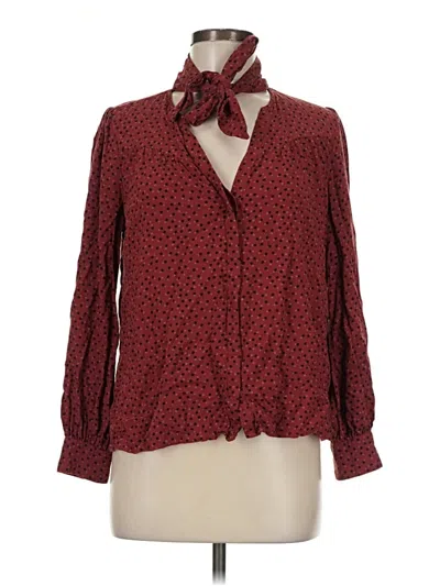 Pre-owned Paige Long Sleeve Blouse In Burgundy