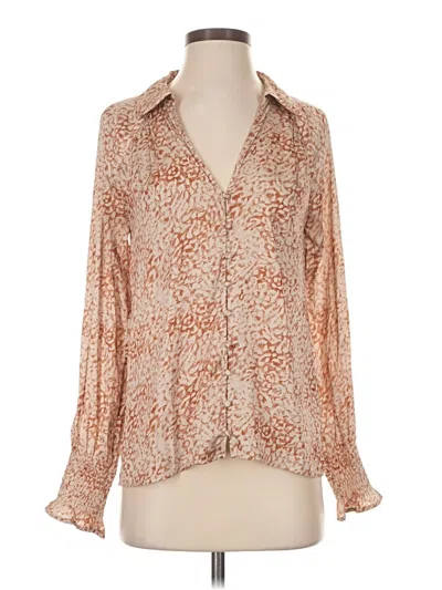 Pre-owned Paige Long Sleeve Blouse In Tan