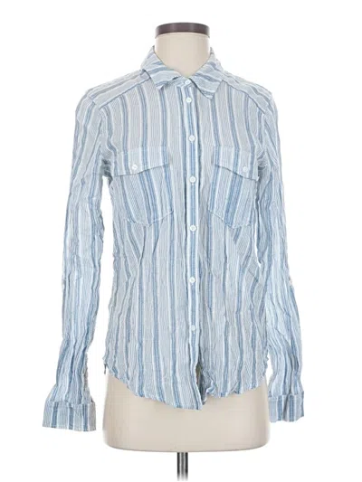 Pre-owned Paige Long Sleeve Button Down Shirt In Blue