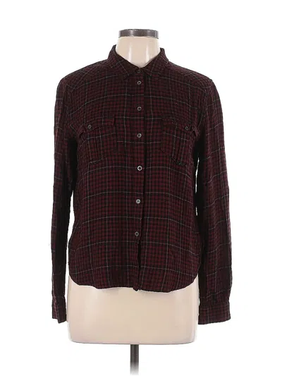 Pre-owned Paige Long Sleeve Button Down Shirt In Burgundy