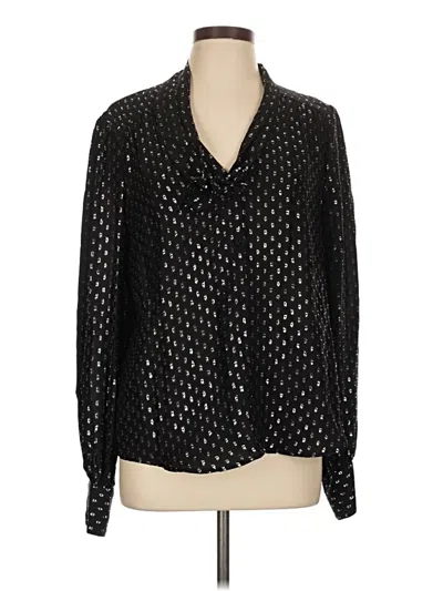 Pre-owned Paige Long Sleeve Silk Top Black Keyhole Neckline Tops