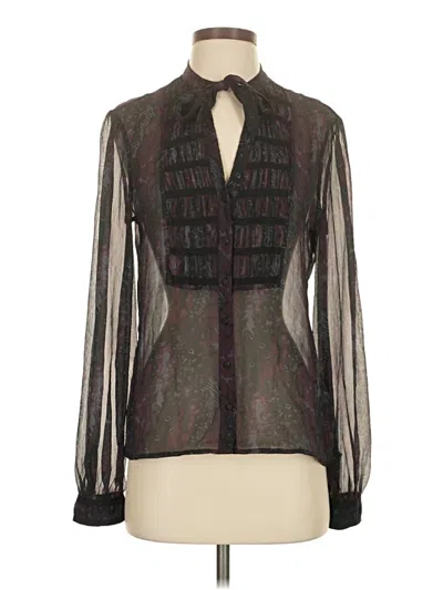 Pre-owned Paige Long Sleeve Silk Top Black Tie Neck Tops