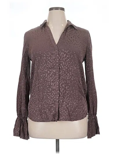 Pre-owned Paige Long Sleeve Silk Top Brown Animal Print Pattern Tie Neck Tops