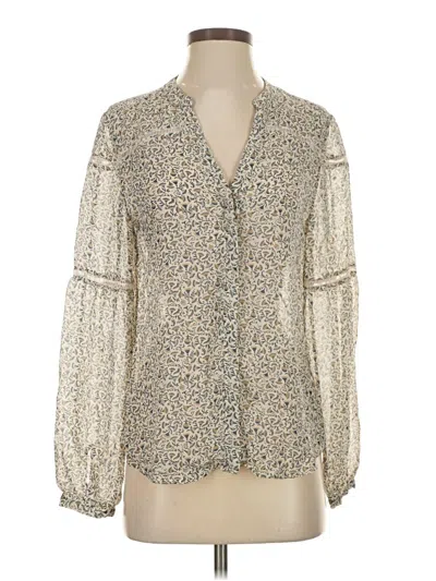 Pre-owned Paige Long Sleeve Silk Top Ivory Plunge Neckline Tops In White