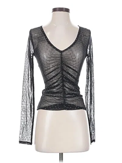 Pre-owned Paige Long Sleeve Top Black Plunge Neckline Tops