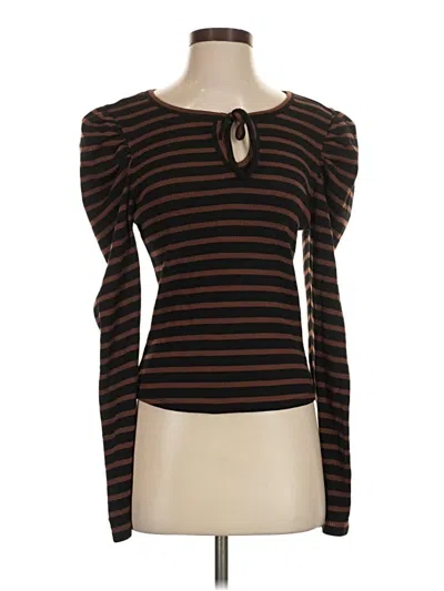 Paige Long Sleeve Top Brown Keyhole Neckline Tops