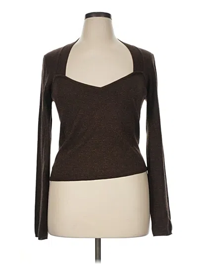 Pre-owned Paige Long Sleeve Top Brown Plunge Neckline Tops