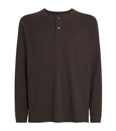 Paige Long-sleeved Henley Top In Brown