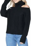 Paige Lorilee Cold Shoulder Turtleneck Wool Sweater In Black In Black