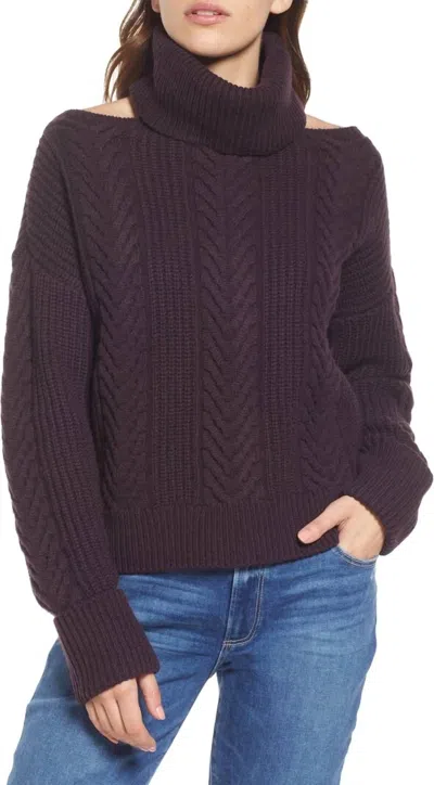 Paige Lorilee Cold Shoulder Turtleneck Wool Sweater In Dark Sangria In Purple
