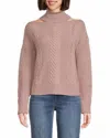 Paige Lorilee Cold Shoulder Turtleneck Wool Sweater In Wild Rose In Pink