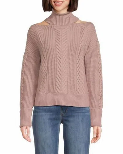 Paige Lorilee Cold Shoulder Turtleneck Wool Sweater In Wild Rose In Pink