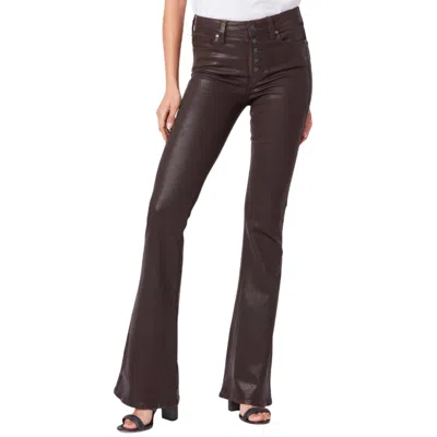 Paige Lou Lou Coated High Rise Flare Pants In Brown