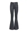 Paige Lou Lou Glitter Coated High Waist Flare Pants In Navy