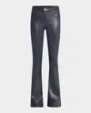 Paige Lou Lou Glitter Coated High Waist Flare Pants In Navysilver Luxe Coating