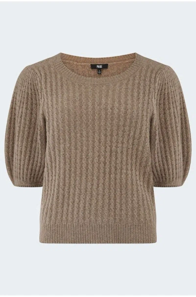 Paige Womens Heather Brown Lucerne Puffed-short-sleeves Cashmere Top In Neutral
