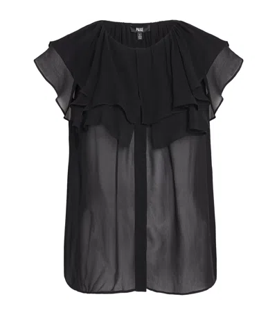 Paige Lucia Sheer Ruffled Blouse In Black