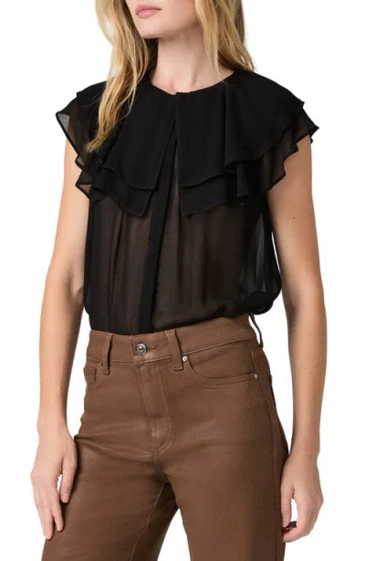 Paige Lucia Double Ruffle Collar Top In Black