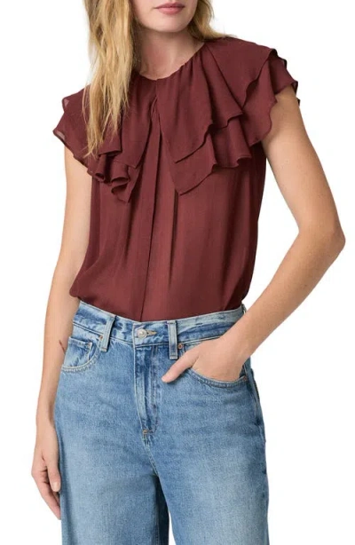 Paige Lucia Double Ruffle Collar Top In Burgundy