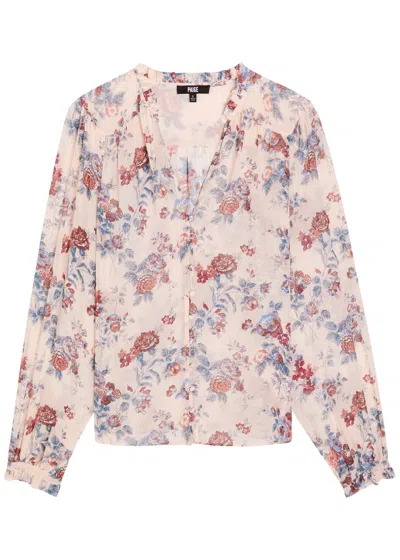 Paige Lula Floral Silk-chiffon Blouse In Pink