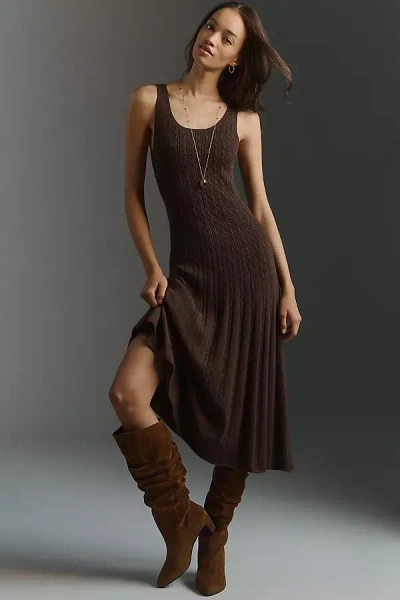 Paige Madeline Sleeveless A-line Midi Sweater Dress In Brown