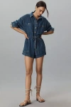 Paige Madigan Long-sleeve Collared Denim Romper