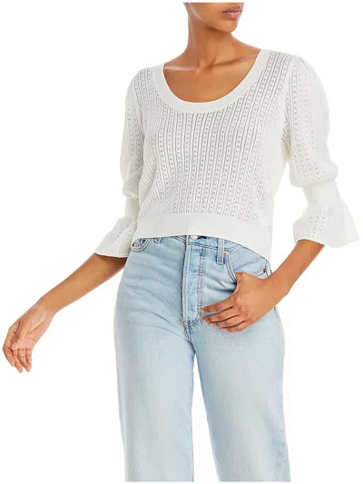 Paige Magnolia Sweater Womens Knit Scoop Neck Blouse In White