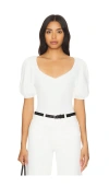 Paige Maie Puff Sleeve Rib Sweater In Ç™½è‰²