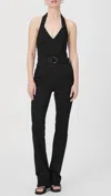 Paige Womens Black Shadow Manhattan Halter-neck Straight-leg Slim-fit Stretch-woven Blend Jumpsuit In Black