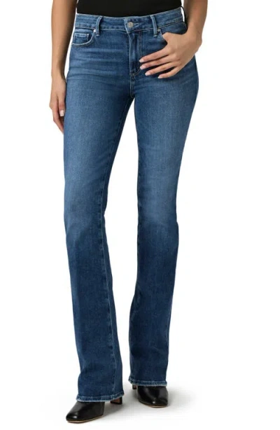 Paige Manhattan High Waist Bootcut Jeans In Dark Blue