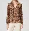 Paige Silk Marcela Blouse In Cinnamon Multi Butterfly In Multi