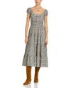 Paige Marchella Printed Short-sleeve Midi Dress In Botanist Bloom