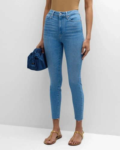 Paige Margot Skinny Ankle Jeans With Raw Hem In Like It Hot